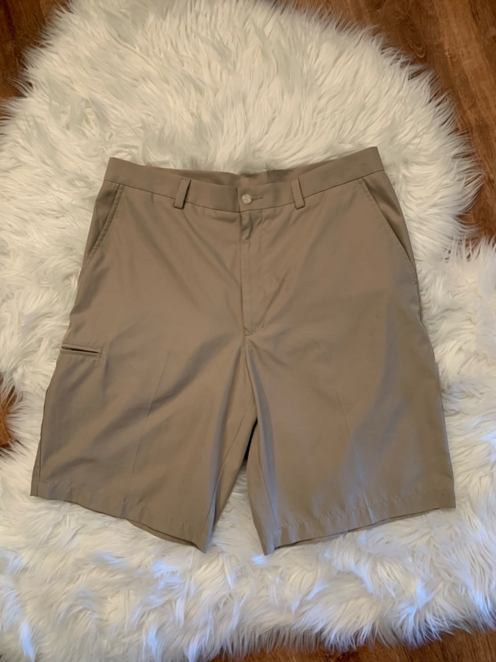 Grand Slam Flat Front Golf Shorts Sz 34 Waist Tan Beige Summer Vacation